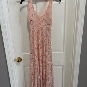 prom Dress  - Blush Pink Lace and Sequins